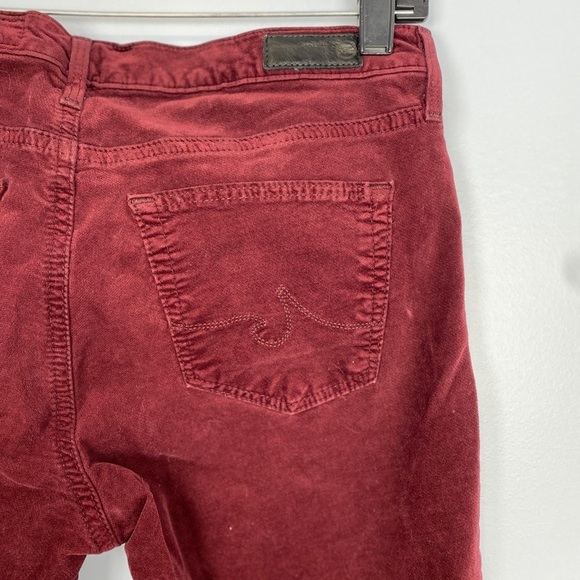AG Women's The Legging Super Skinny Mid Rise Velvet Pants Maroon Size 28 R - Picture 10 of 11